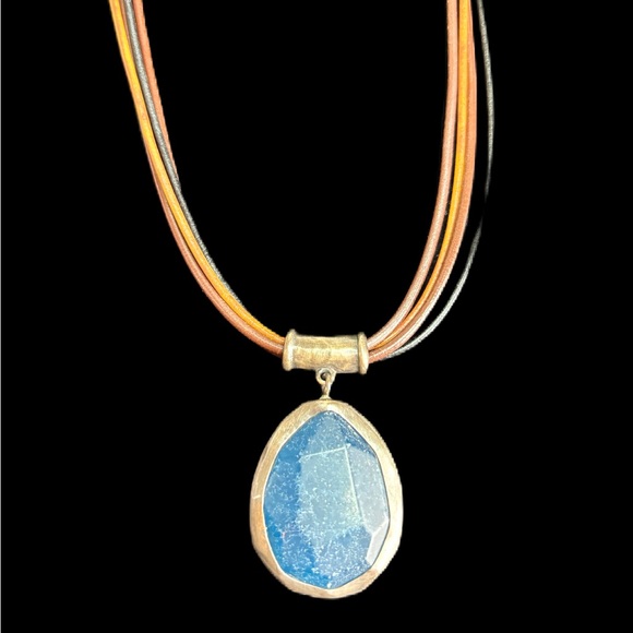 Vintage Silpada Leather and Blue Stone Necklace - Picture 3 of 6